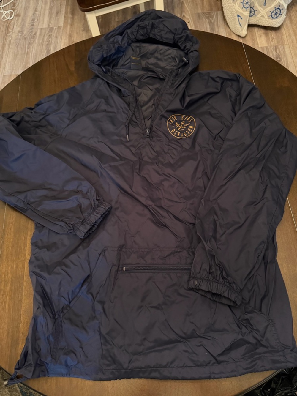 Navy Hooded Anorak Pullover Jacket